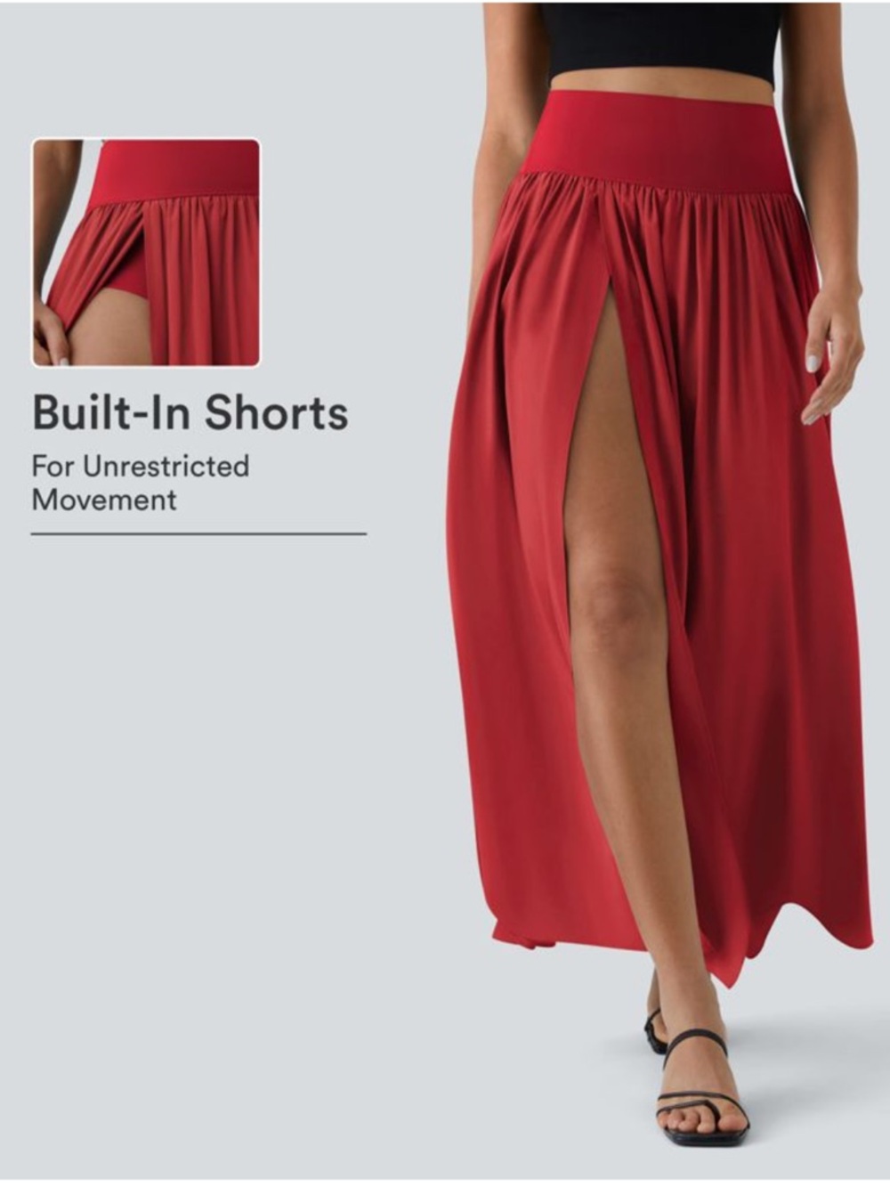 Halara Breezeful High Waisted Tummy Control 2-in-1 Flowy Quick Dry Maxi Skirt M - Picture 7 of 8